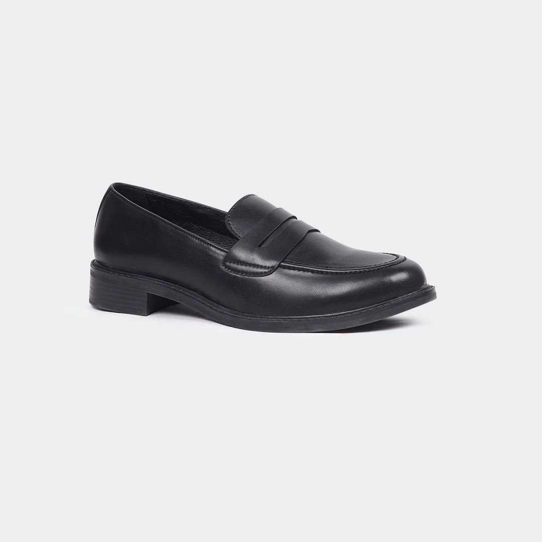 Women’s Black Formal Loafer Shoes – Slip-On with Rubber Sole