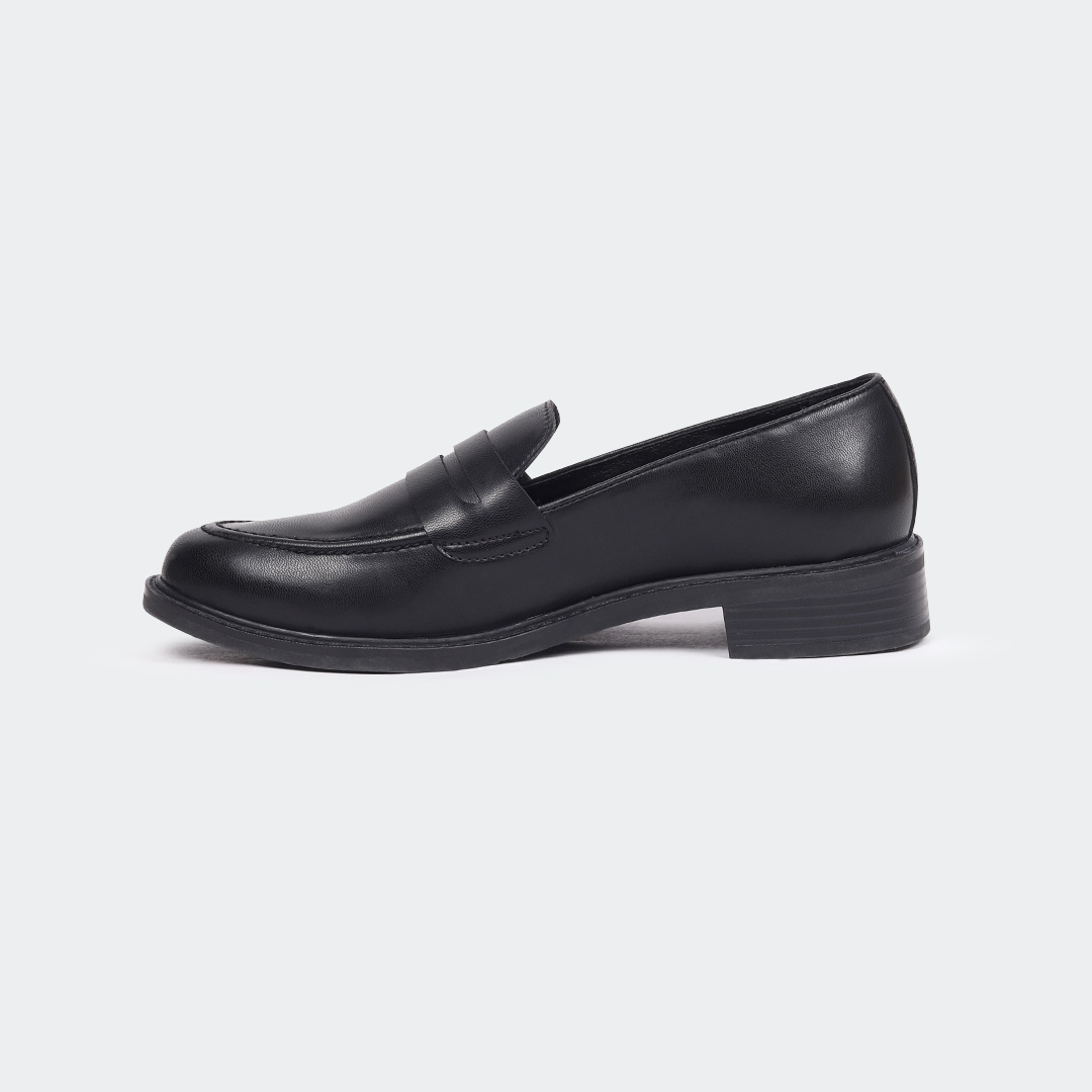 Women’s Black Formal Loafer Shoes – Slip-On with Rubber Sole