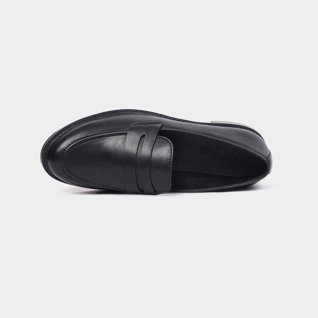Women’s Black Formal Loafer Shoes – Slip-On with Rubber Sole