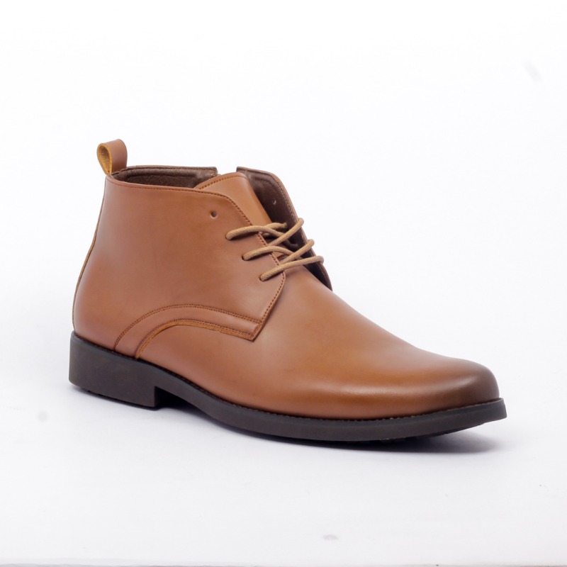 Men’s Coffee Boots – Side-Chain Lace-Up with Rubber Sole