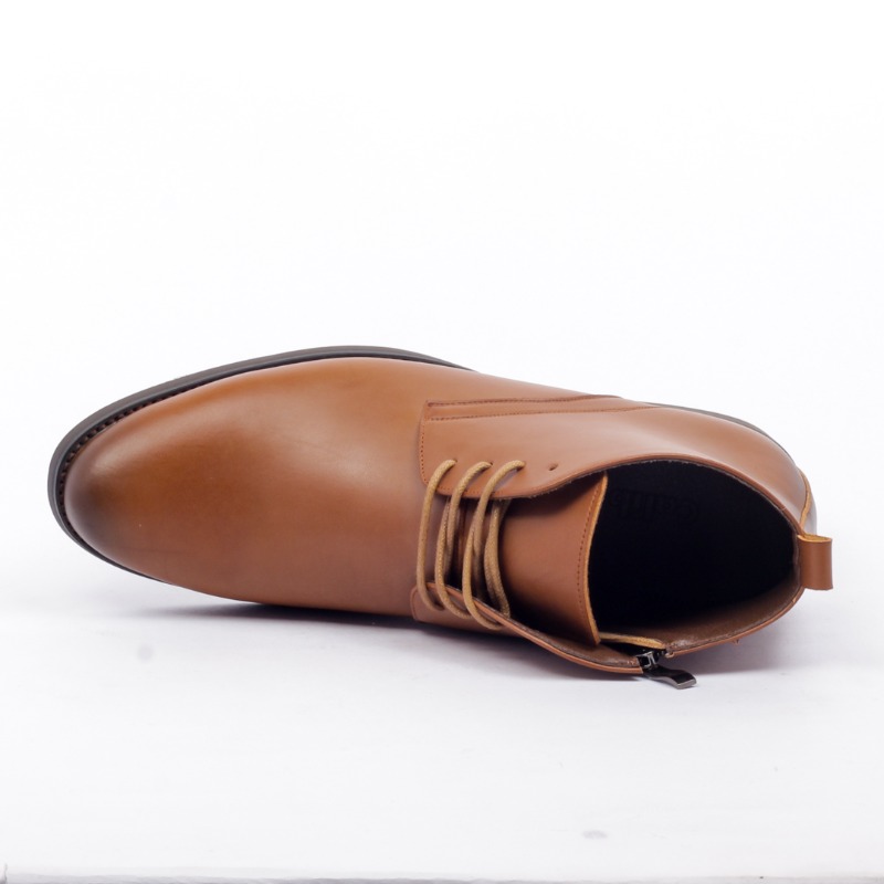 Men’s Coffee Boots – Side-Chain Lace-Up with Rubber Sole